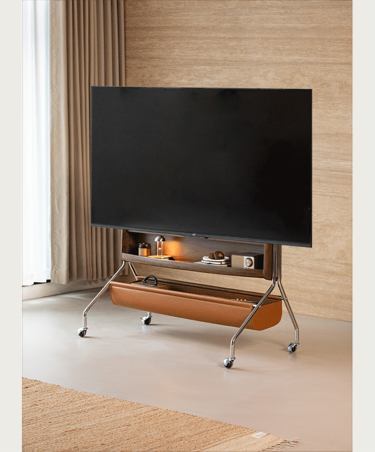 Japandi walnut wood tv hanger sereno detail 1.