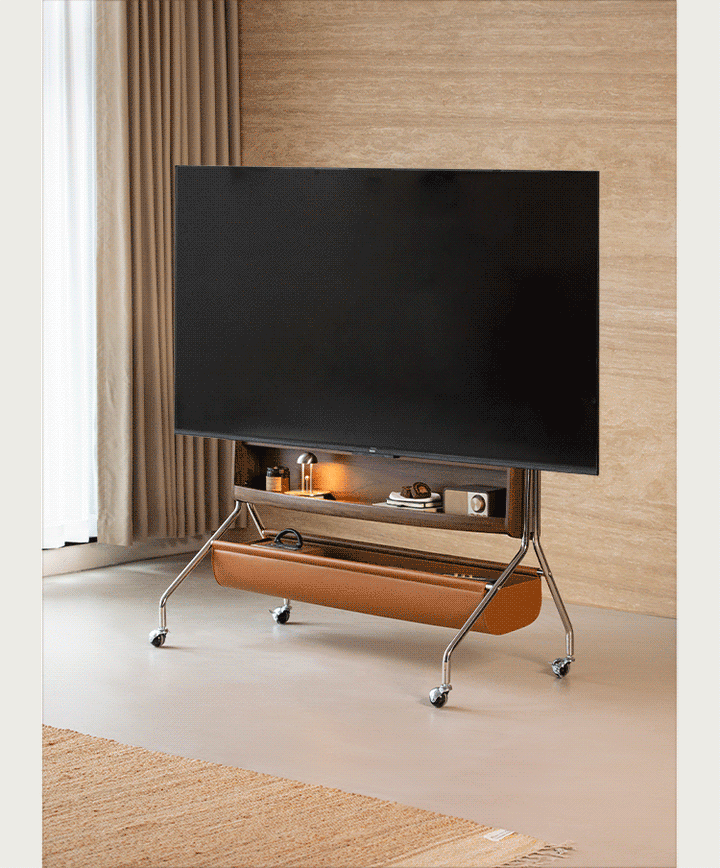 Japandi walnut wood tv hanger sereno detail 1.
