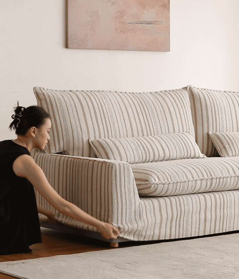 Vintage chenille velvet fabric 3 seater sofa koala in real life style.