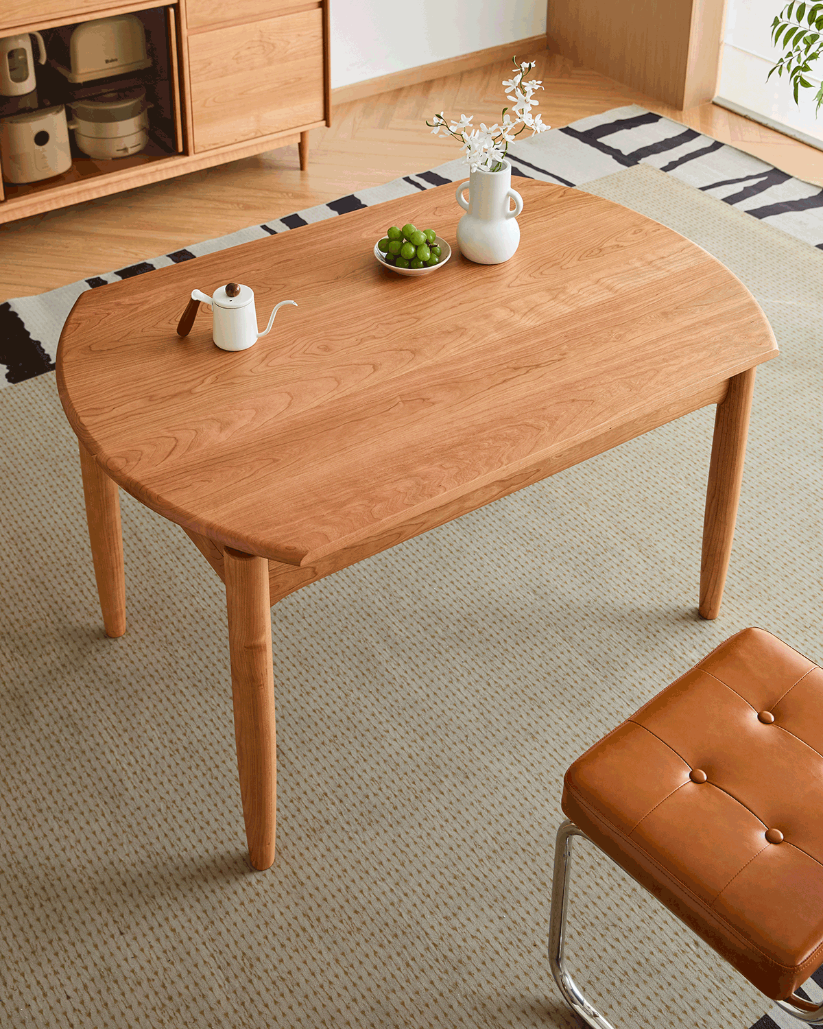 Scandinavian Cherry Wood Extendable Dining Table MINIMA More Details and Instruction_3