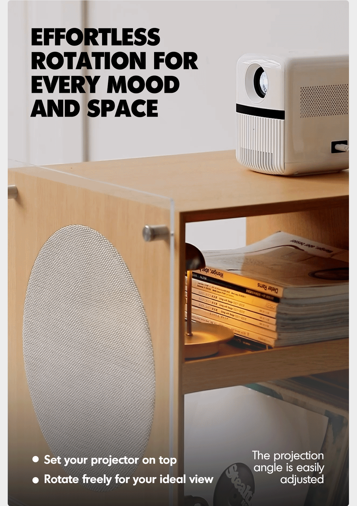 Minimalist Oak Wood Veneer Revolving Side Table MUSE More Details and Instruction_5