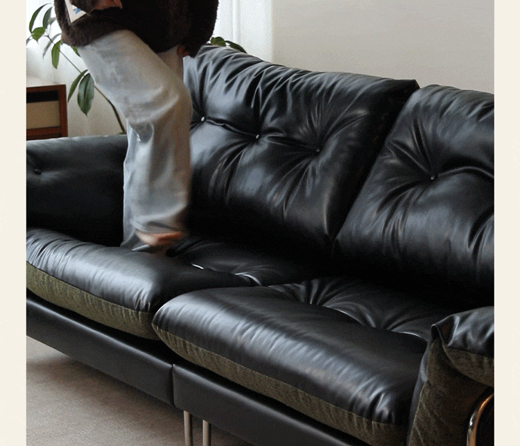 Bauhaus microfiber leather and fabric 4 seater sofa oasis in details.