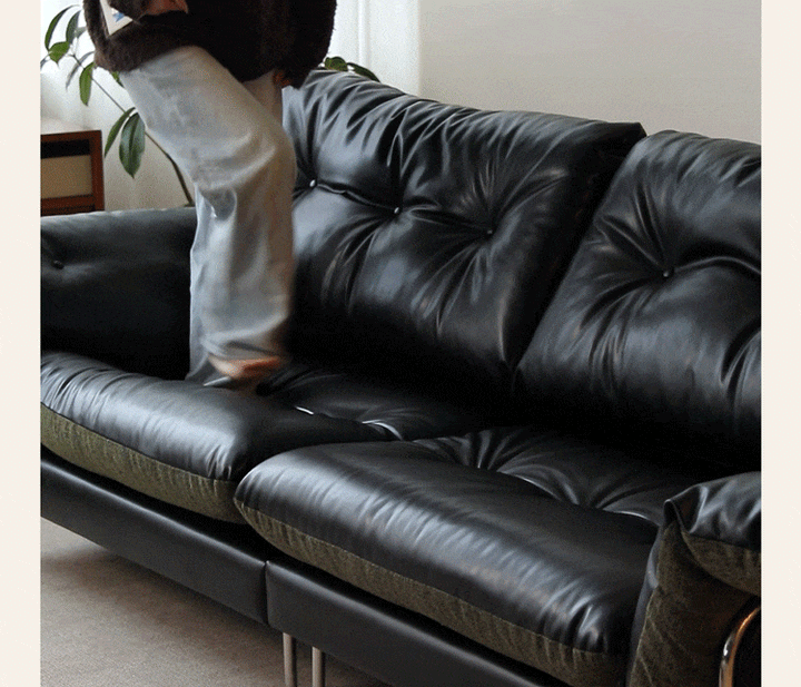 Bauhaus microfiber leather and fabric 4 seater sofa oasis in details.