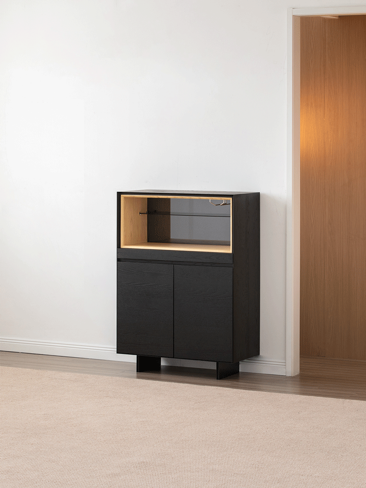 Minimalist Ash Wood Veneer Display Cabinet  GRID