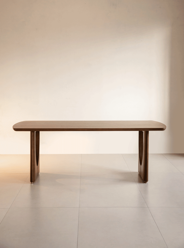 Japandi Walnut Wood Dining Table ROCKWEL