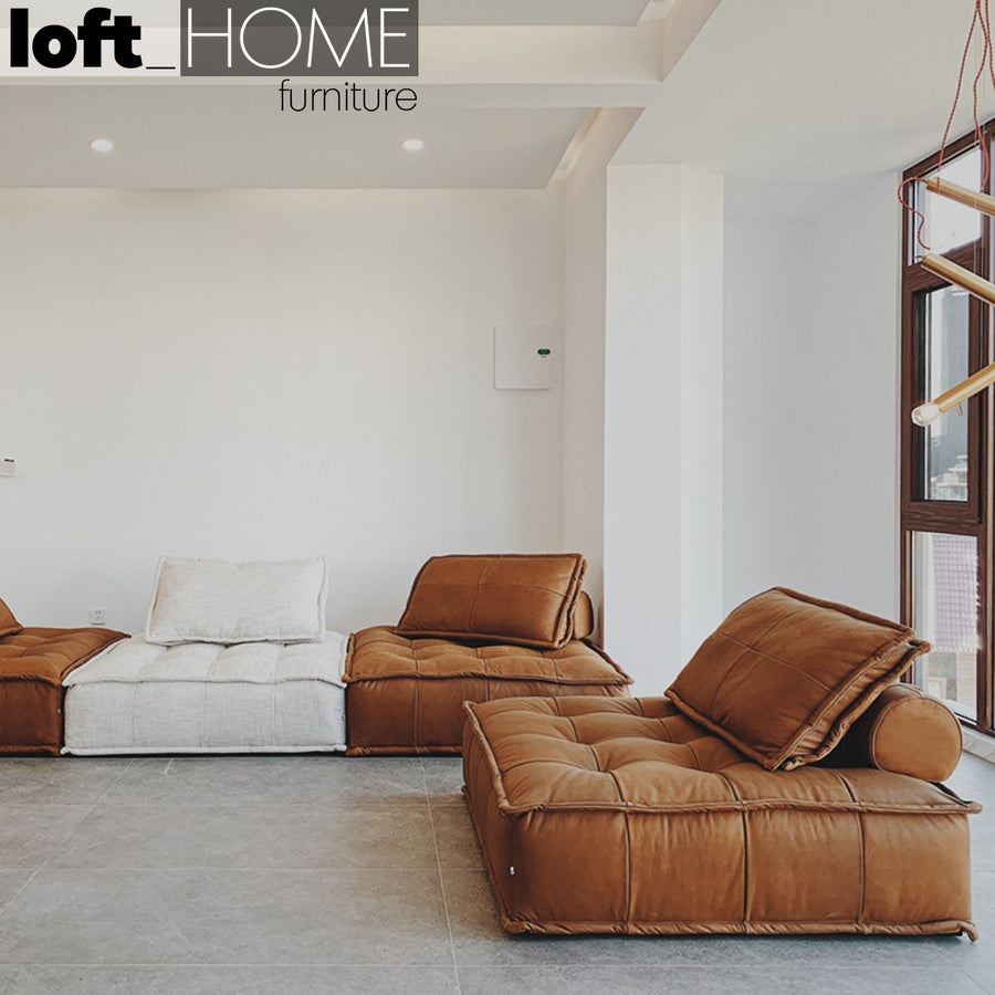 Vintage genuine leather 1 seater sofa element single primary product view.
