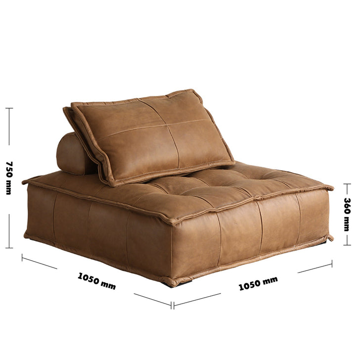 Vintage genuine leather 1 seater sofa element single size charts.