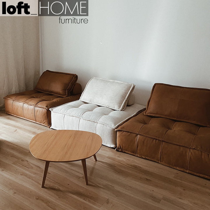 Vintage genuine leather 1 seater sofa element single in details.