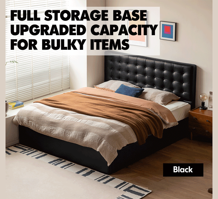 Vintage genuine leather storage bed waffle in real life style.