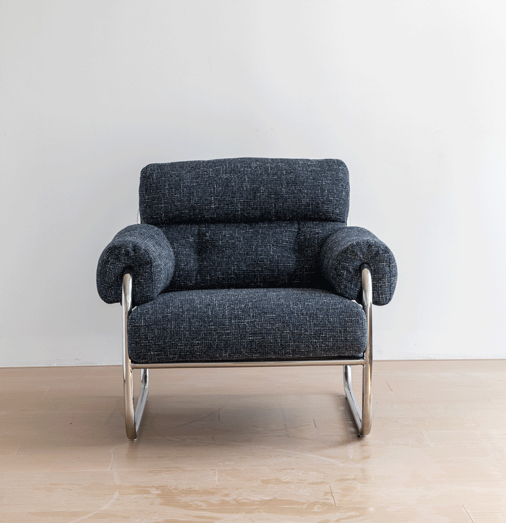 Bauhaus mix weave fabric 1 seater sofa becca in panoramic view.