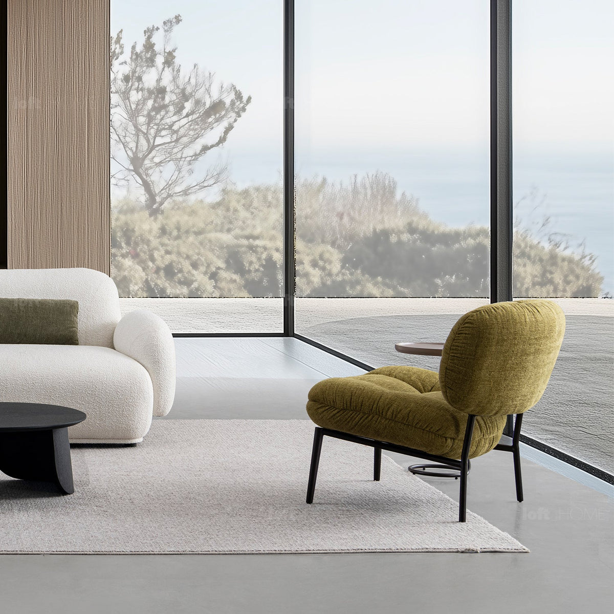 Industrial linen fabric 1 seater sofa luka luka color swatches.
