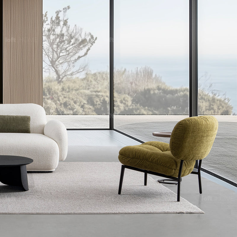 Industrial linen fabric 1 seater sofa luka luka color swatches.