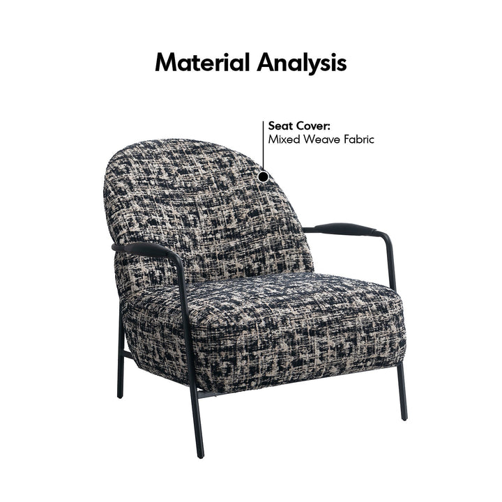Industrial mixed weave fabric 1 seater sofa trixy in details.