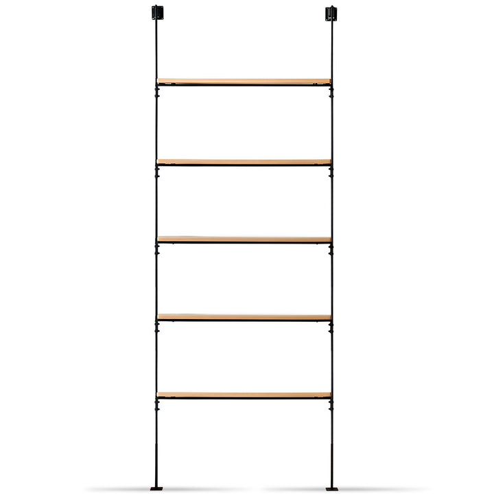 Industrial oak wood wall mounted display shelf shelfix detail 7.