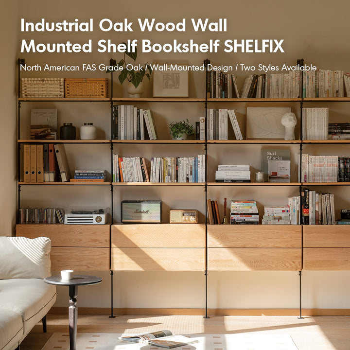 Industrial Oak Wood Wall Mounted Display Shelf SHELFIX