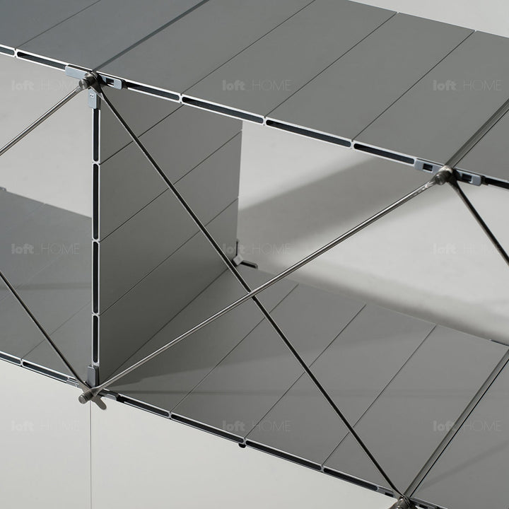 Bauhaus aluminium bookshelf cube with context.