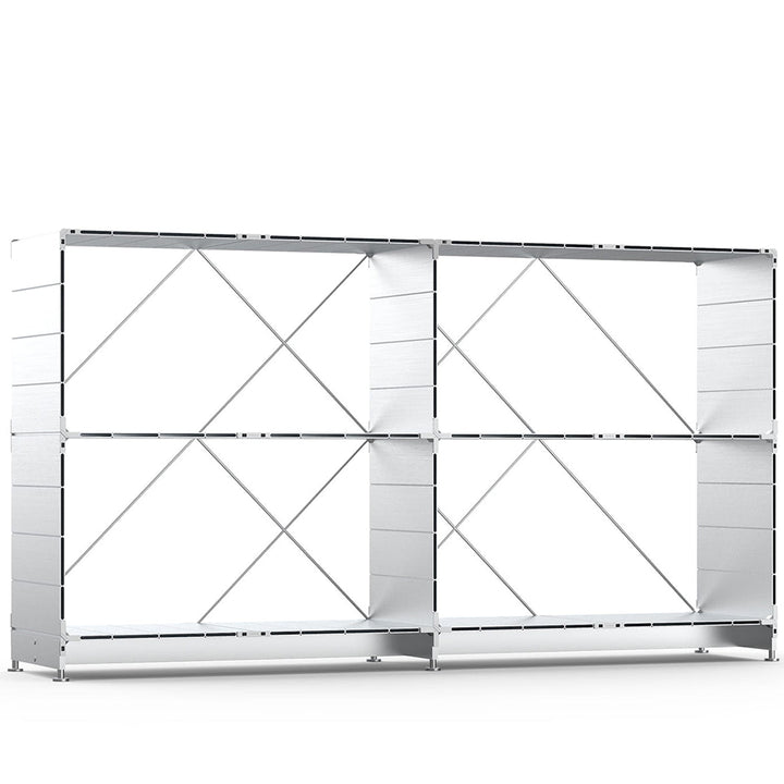 Bauhaus aluminium shelf cube in white background.
