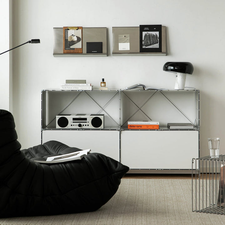 Bauhaus aluminium side cabinet cube primary product view.