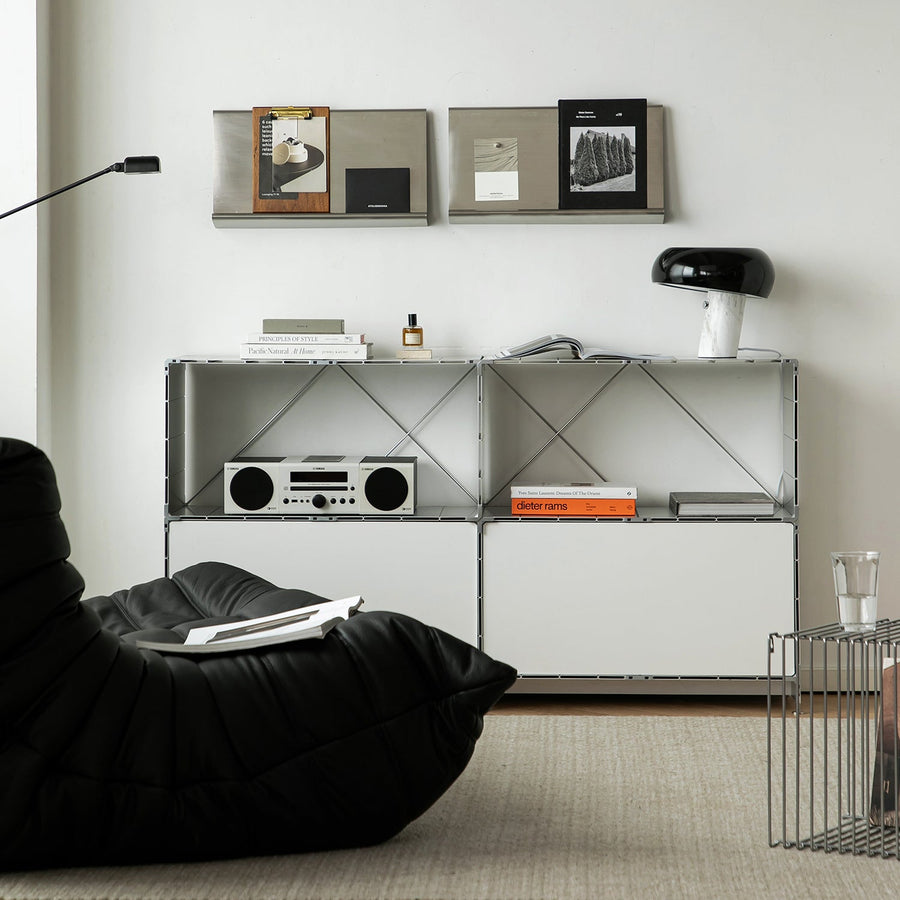 Bauhaus aluminium side cabinet cube primary product view.
