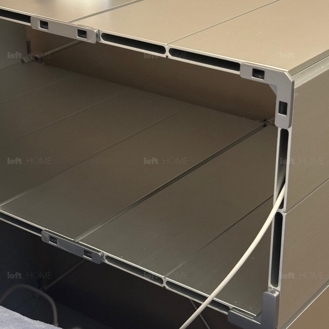 Bauhaus aluminium side table cube environmental situation.