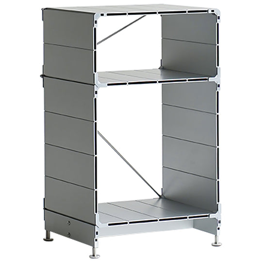 Bauhaus aluminium side table cube in white background.