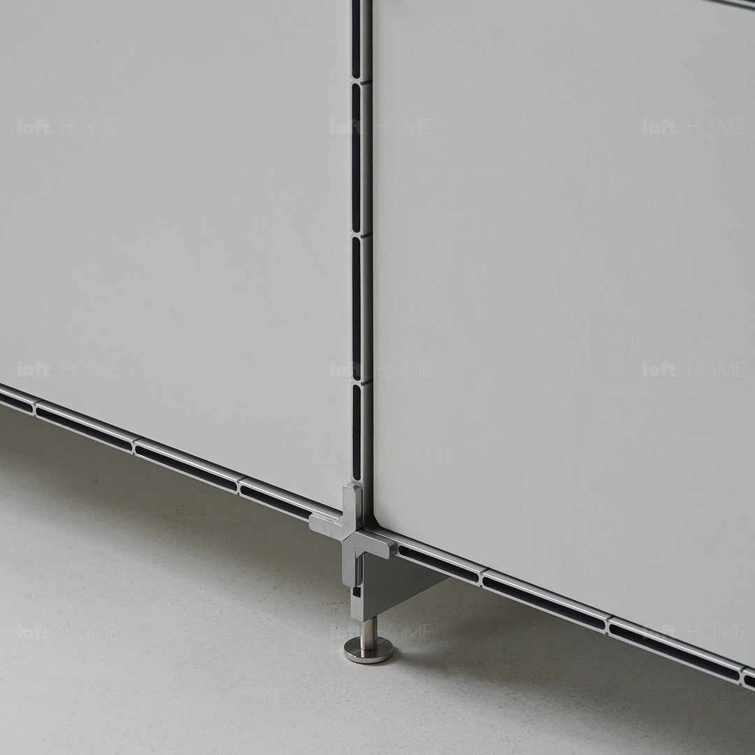 Industrial aluminium side table cube with context.