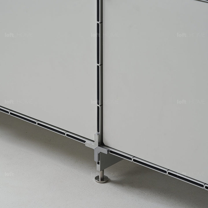 Industrial aluminium side table cube with context.