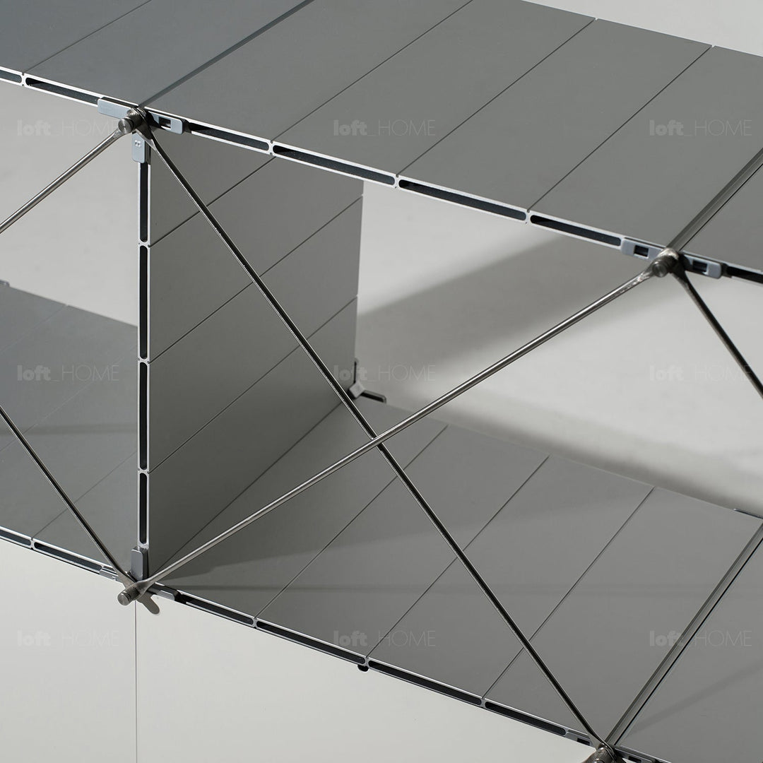 Bauhaus aluminium tv console cube detail 3.