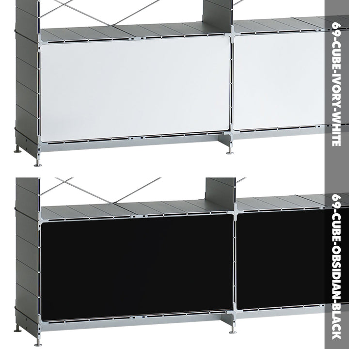 Bauhaus aluminium tv console cube color swatches.
