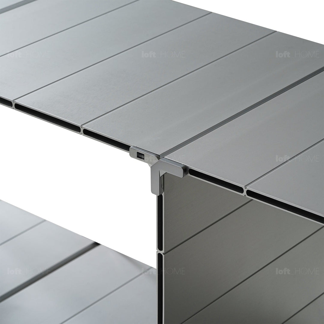 Bauhaus aluminium wheeled trolley side table cube layered structure.
