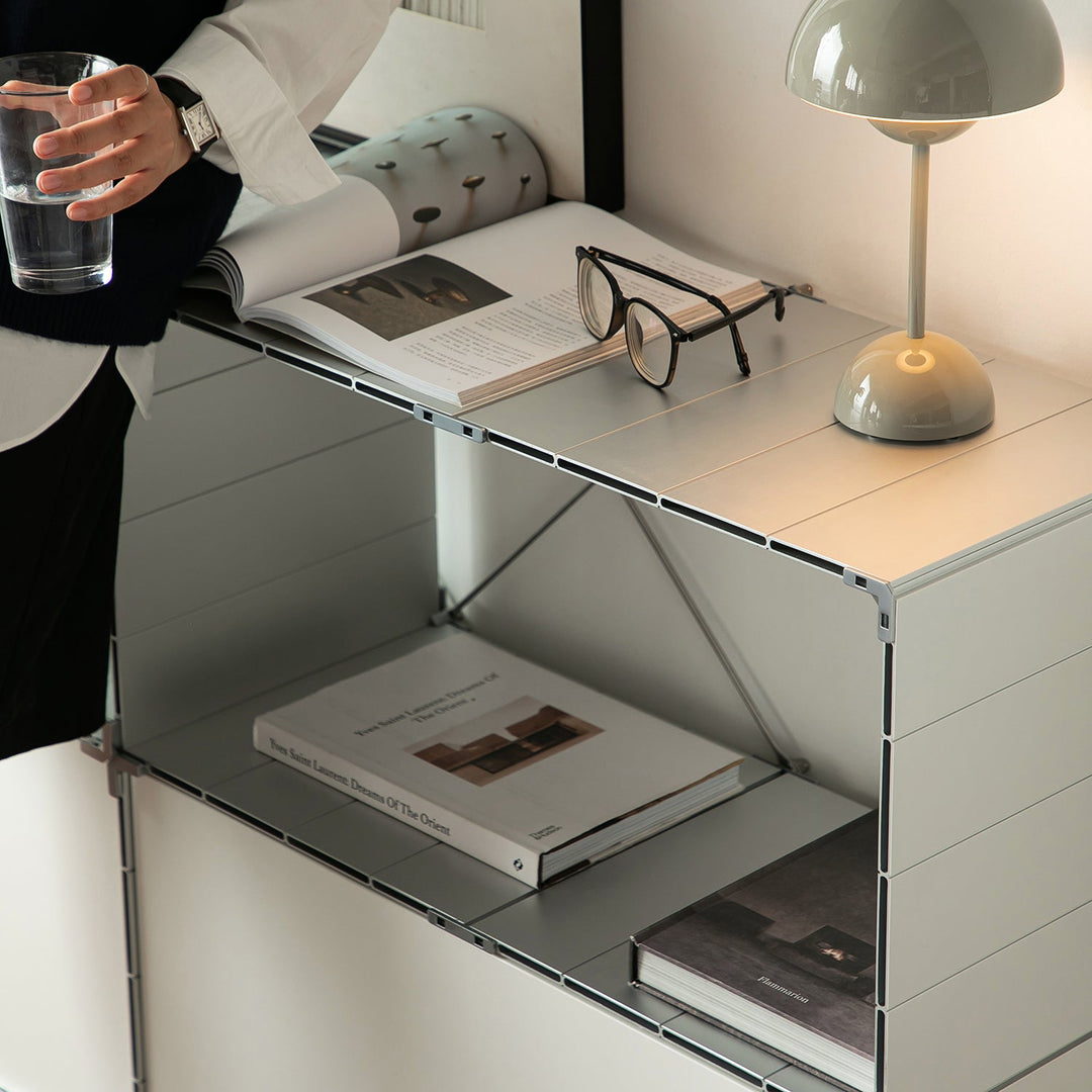 Bauhaus aluminium wheeled trolley side table cube conceptual design.