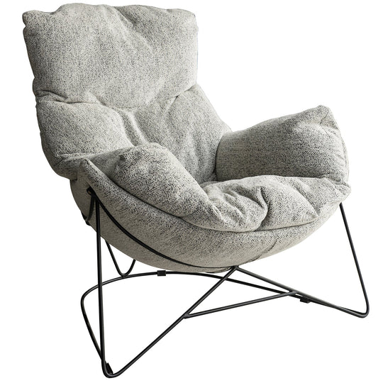 Industrial mixed weave fabric 1 seater sofa chair pomp in white background.