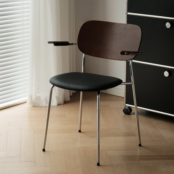 Industrial PU Leather Dining Chair With Armrest NIKA