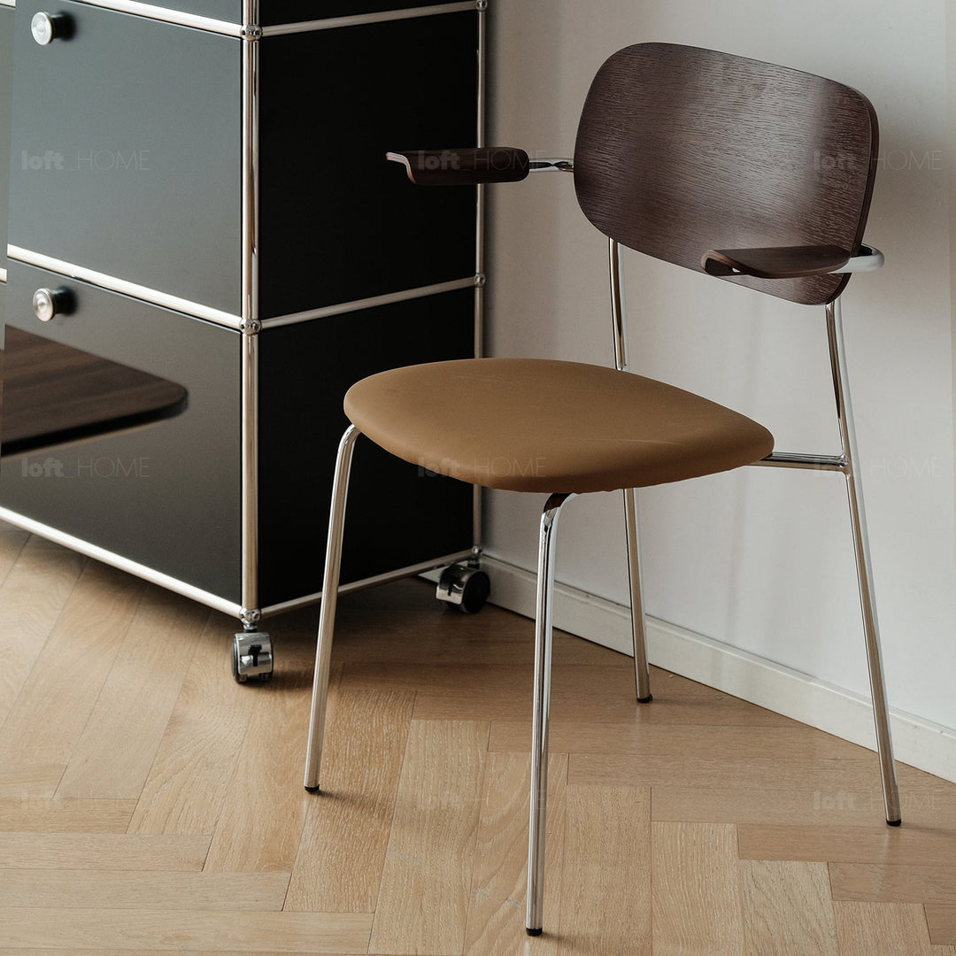 Industrial PU Leather Dining Chair With Armrest NIKA