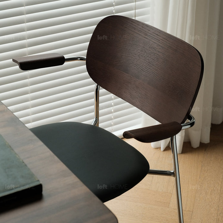 Industrial PU Leather Dining Chair With Armrest NIKA