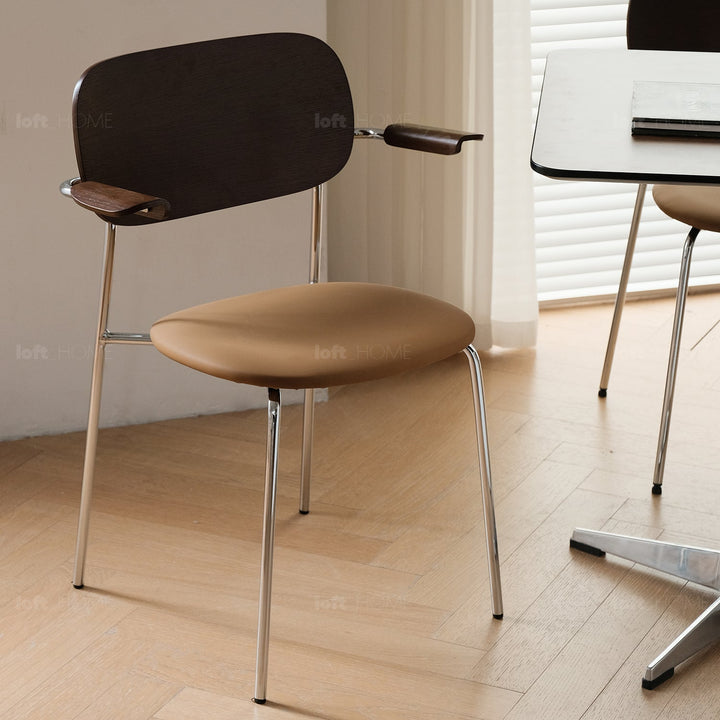 Industrial PU Leather Dining Chair With Armrest NIKA