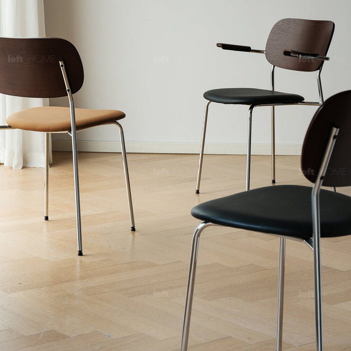 Industrial PU Leather Dining Chair With Armrest NIKA