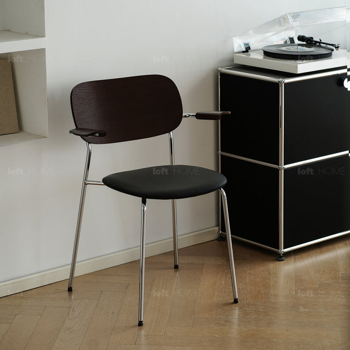 Industrial PU Leather Dining Chair With Armrest NIKA