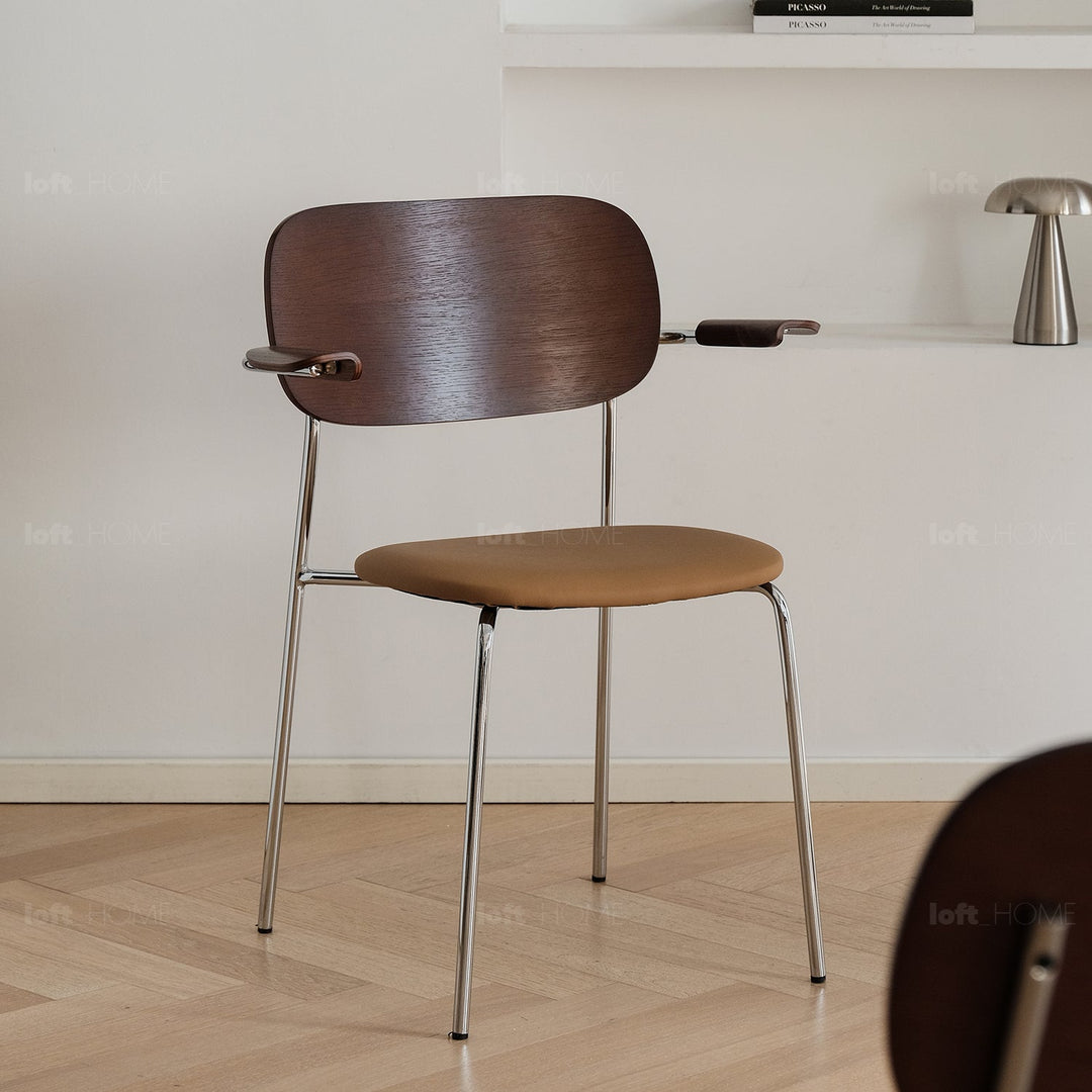 Industrial PU Leather Dining Chair With Armrest NIKA