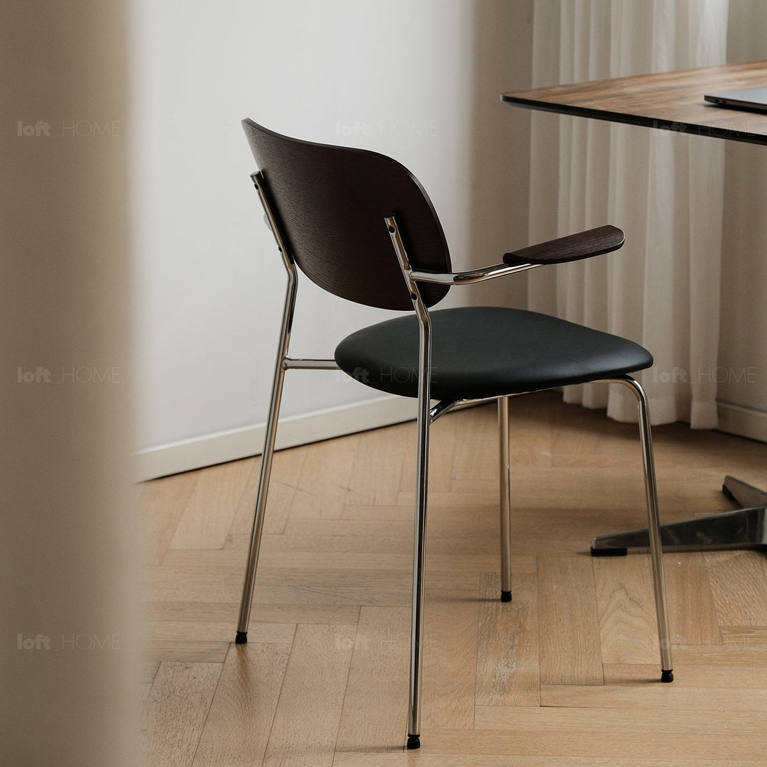 Industrial PU Leather Dining Chair With Armrest NIKA