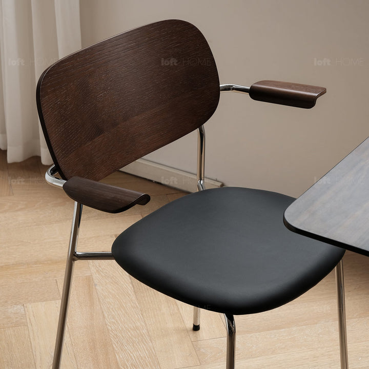 Industrial PU Leather Dining Chair With Armrest NIKA