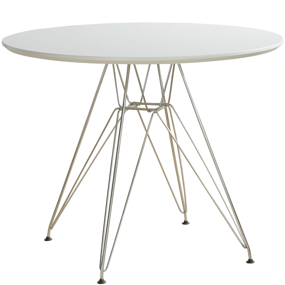 Bauhaus plywood steel dining table eames in white background.