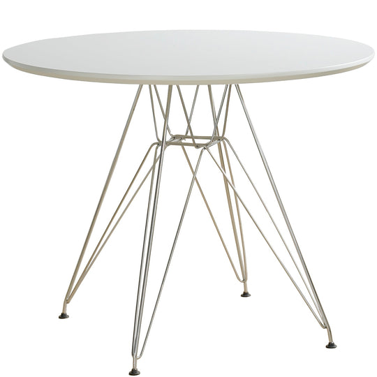 Bauhaus plywood steel dining table eames in white background.