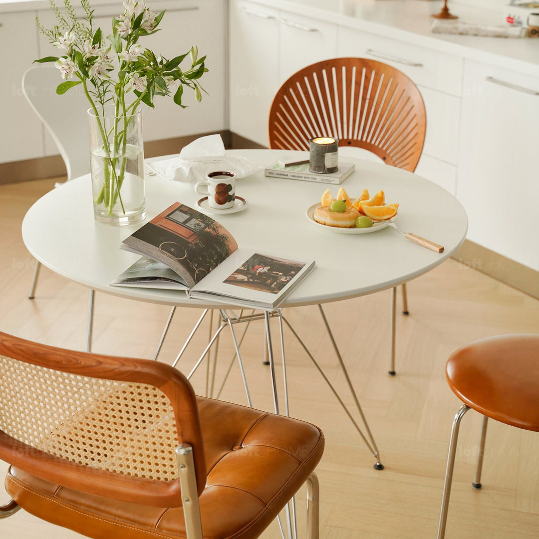 Bauhaus plywood steel dining table eames with context.