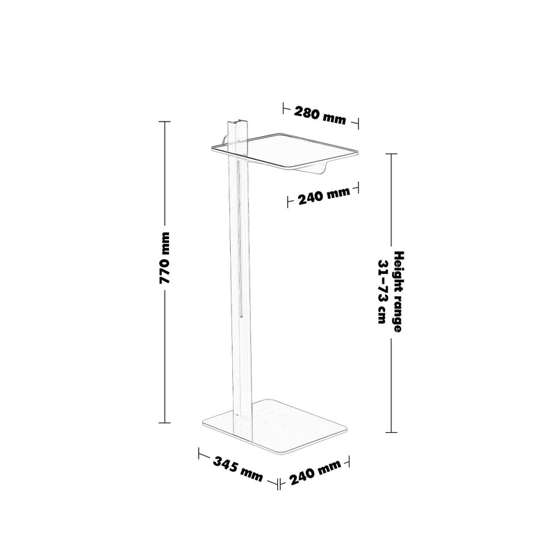 Bauhaus steel side table string size charts.