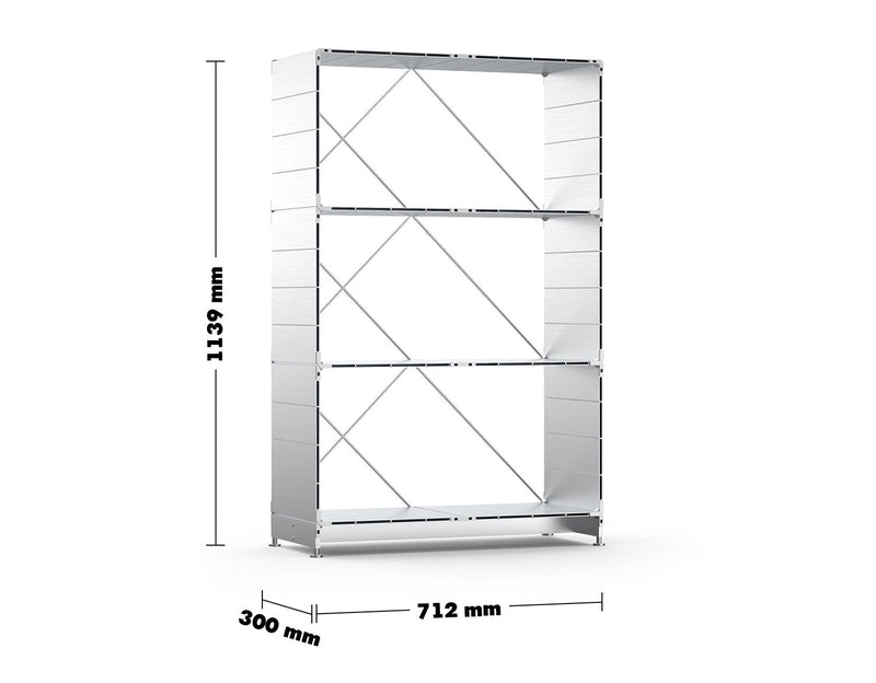 Bauhaus Aluminium Bookshelf CUBE Size Chart