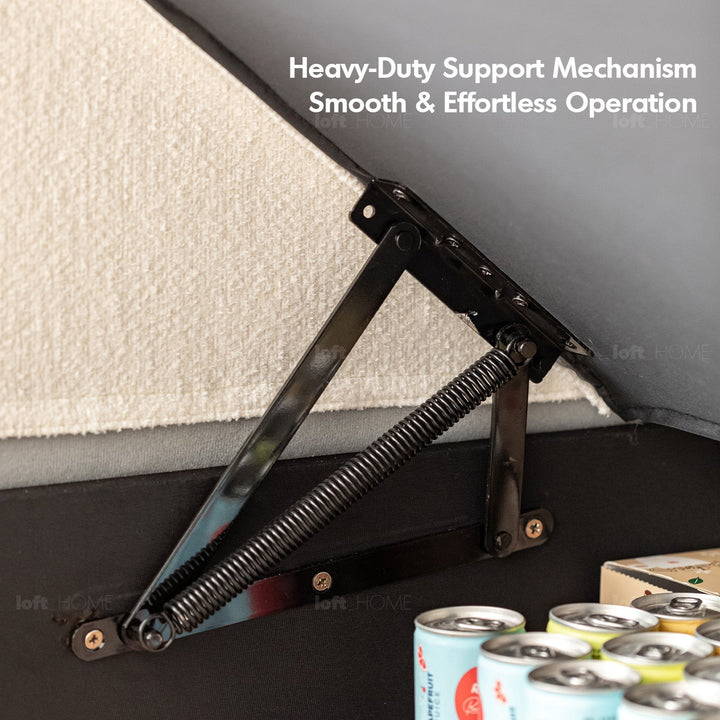 Japandi Boucle Fabric Pine Wood Storage 2 Seater Sofa KANGAROO