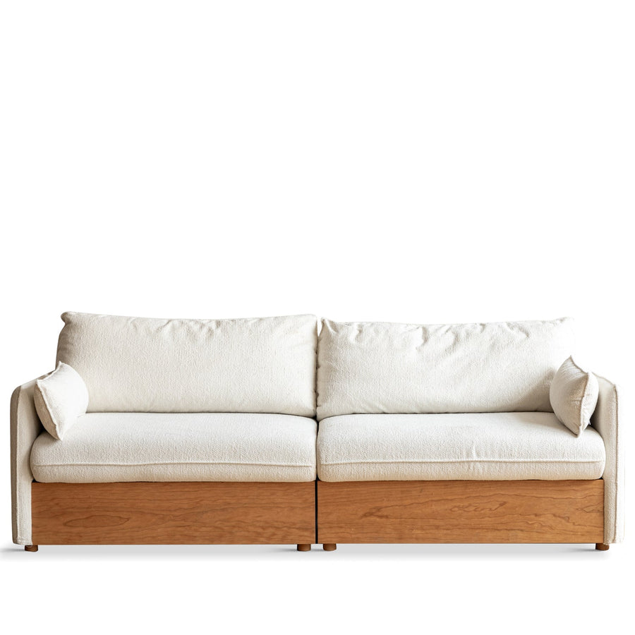 Scandinavian Boucle Fabric Pine Wood Storage 3 Seater Sofa KANGAROO