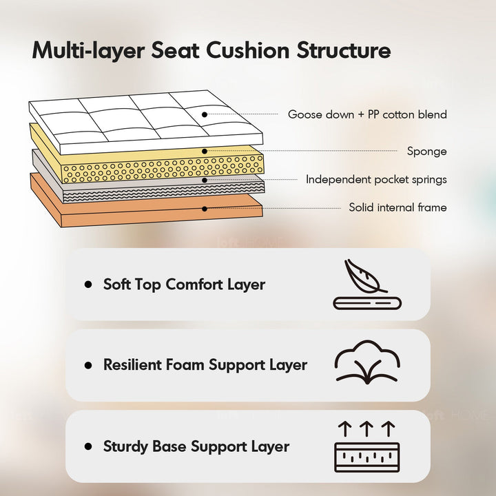 Japandi Boucle Fabric Pine Wood Storage 2 Seater Sofa KANGAROO