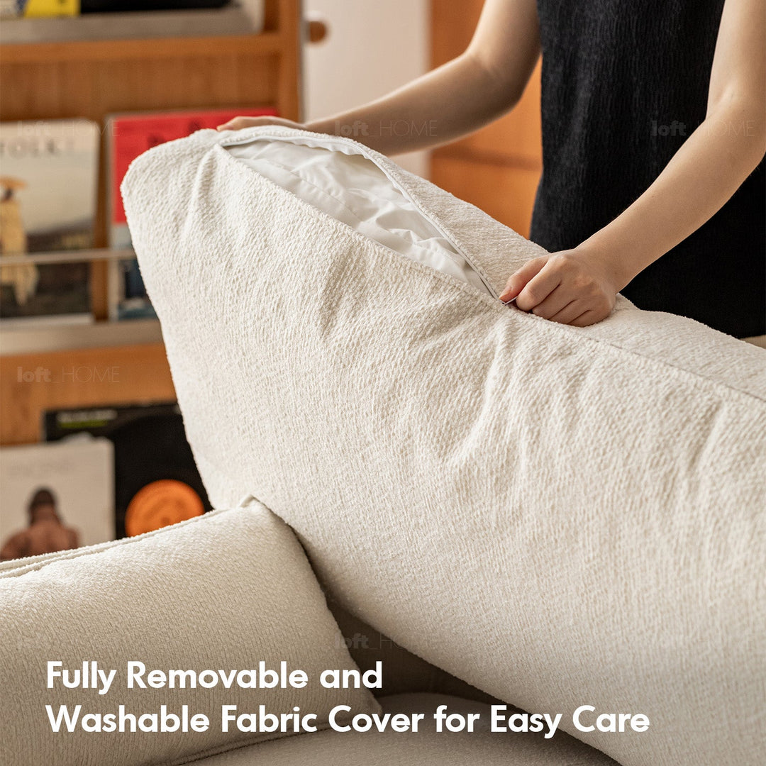 Japandi Boucle Fabric Pine Wood Storage 2 Seater Sofa KANGAROO